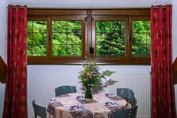 Laminated PVC windows in villagr house — Stock Photo, Image