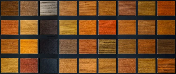 Table of samples of veneered wood — Stock Photo, Image