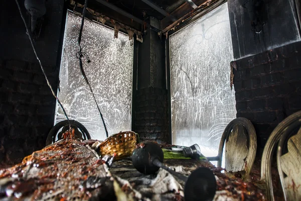 火災被害のインテリアの詳細 — ストック写真