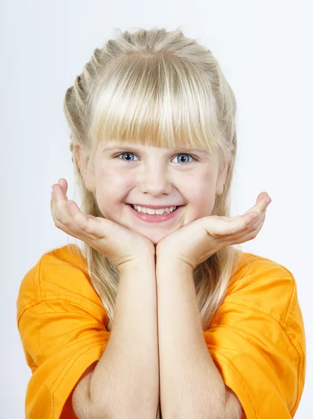 Happy cute little towhead girl — Stock Photo, Image