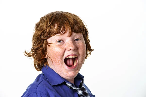 Fräknig red-hair boy — Stockfoto