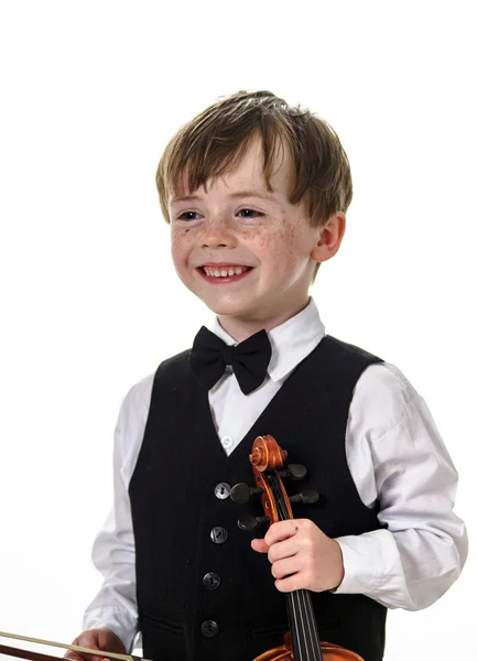 Ragazzo con i capelli rossi che suona il violino . — Foto Stock