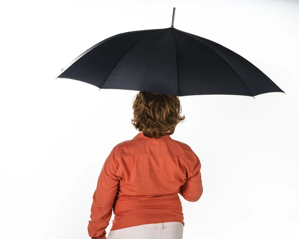 Freckled red-hair boy with umbrella. — Stock Photo, Image