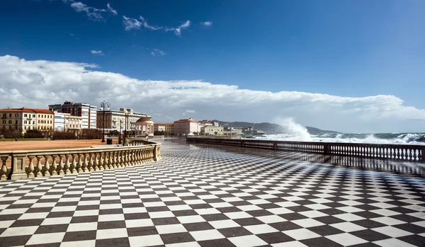 Checkered floor in city square — Stock Photo, Image