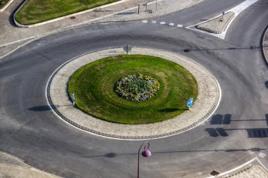 Birdfly view of road roundabout clipart