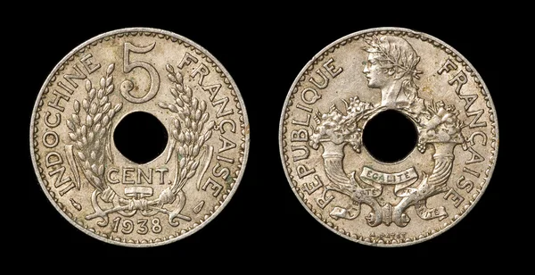 5 centimes antik sikke — Stok fotoğraf