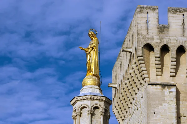 Anıtın üst kısmında Avignon Katedrali — Stok fotoğraf