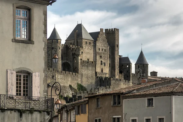 Fortaleza de Carcassonne vista da cidade velha — Fotografia de Stock