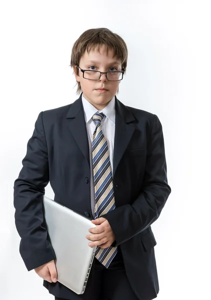 Sure teenage boy with laptop — Stock Photo, Image