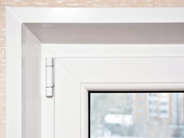 New corner of pvc plastic window — Stock Photo, Image