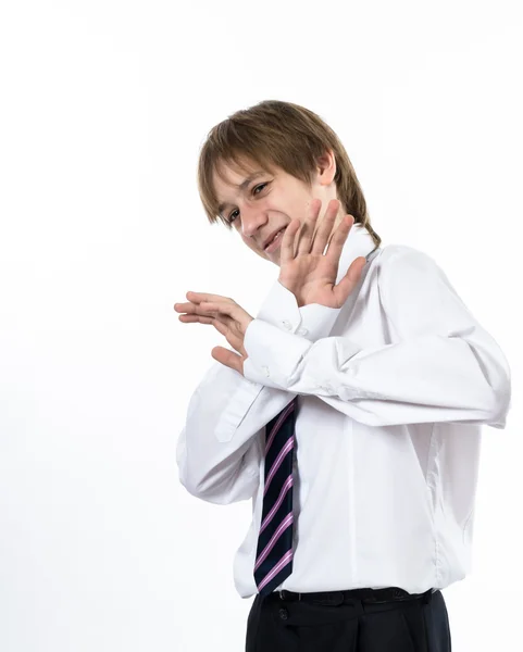 Office style showing by young boy — Stock Photo, Image