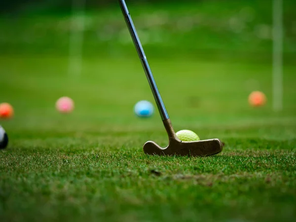 Multi Colored Golf Balls Green Grass Golf Club Sports Recreation — Stock Photo, Image