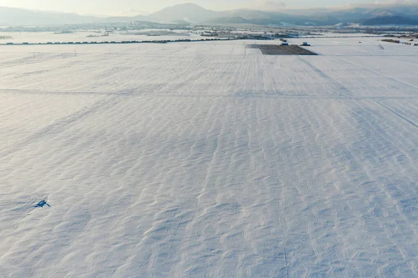 Snow Covered White Fields Alsace Top View White Desert France — Stockfoto