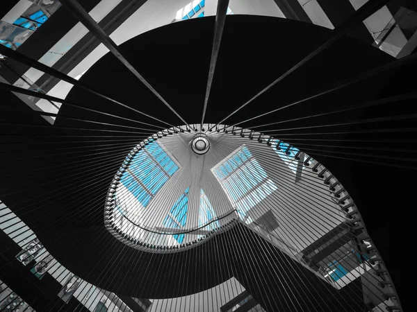 Geometric Staircase Glass Roof Modern Building Look Library Strasbourg France — Stockfoto