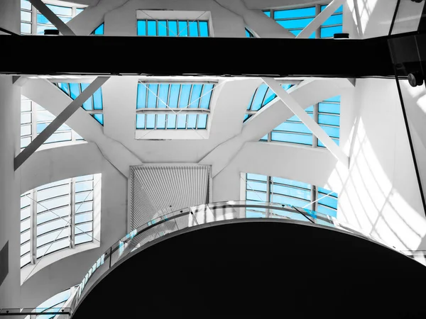 Geometric Staircase Glass Roof Modern Building Look Library Strasbourg France — Zdjęcie stockowe