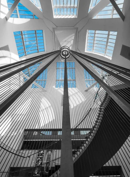 Geometric Staircase Glass Roof Modern Building Look Library Strasbourg France — Zdjęcie stockowe