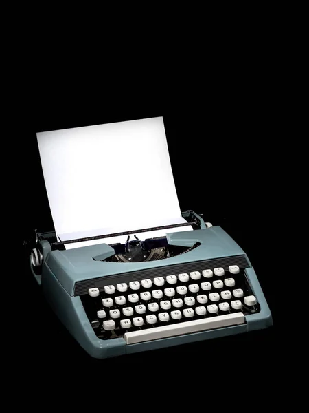 Vintage Schrijfmachine Schrijfmachine Auteurstool Inspiratie Creativiteit Een Zwarte Achtergrond Close — Stockfoto