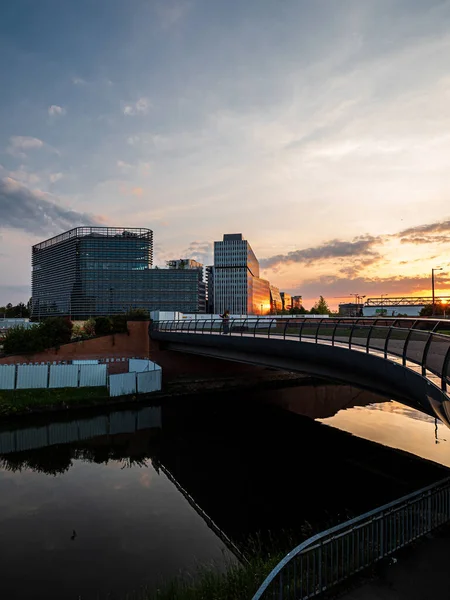 Bâtiment Parlement Européen Coucher Soleil Strasbourg Soirée Printemps France — Photo