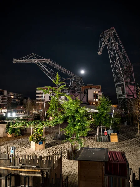 Fotos Nocturnas Nuevos Edificios Iluminados Estrasburgo Francia — Foto de Stock