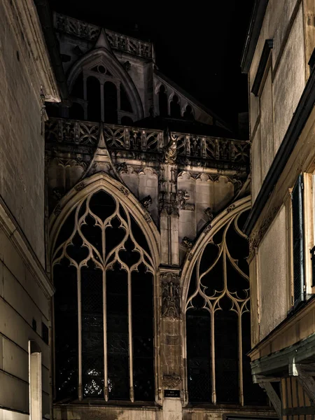 Νυχτερινή Θέα Της Παλιάς Γαλλικής Πόλης Troyes Cozy Παλιά Μισή — Φωτογραφία Αρχείου