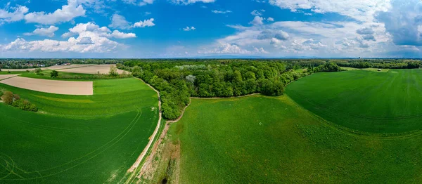 360 Degree Panoramic Aerial View Green Fields Strasbourg France — стокове фото