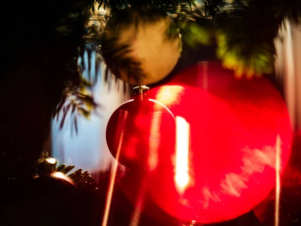 Christmas Tree Balls Beautiful Bokeh Festive Mood New Year — Stockfoto