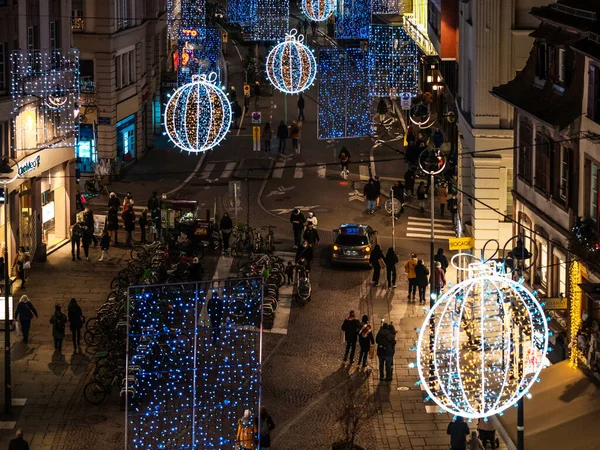 Weihnachtsdekoration Den Straßen Von Straßburg Der Hauptstadt Der Weihnachtszeit Blick — Stockfoto