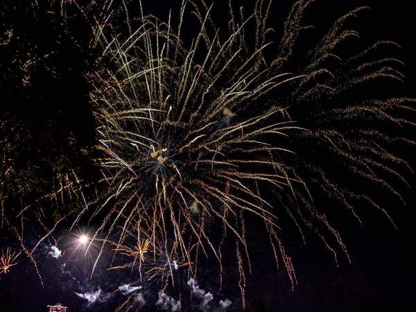 Fireworks Honor Bastille Day July Strasbourg France — Stock Photo, Image