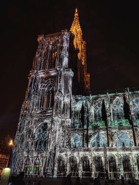 Laser lighting show on the walls of Cathedral