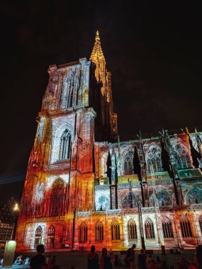 Laser lighting show on the walls of Cathedral