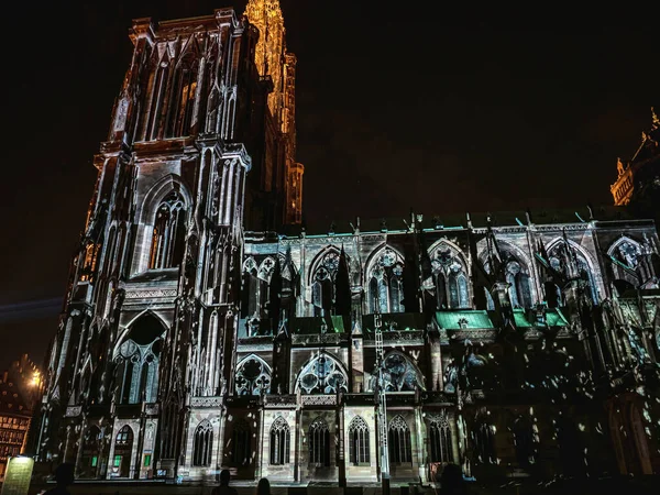 Laser Lighting Show Walls Cathedral — Stockfoto