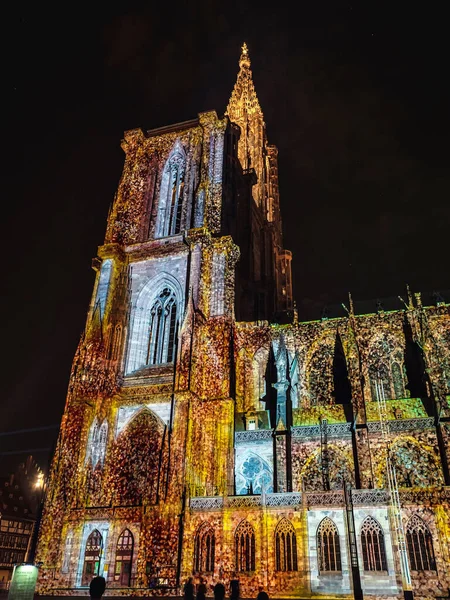 Laser Lighting Show Walls Cathedral — Stockfoto