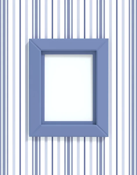 Plastic blue frame on wallpaper — Stock Photo, Image
