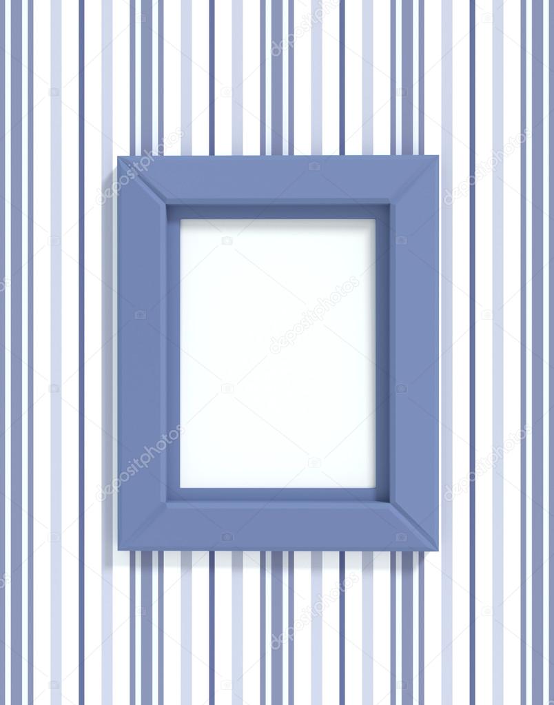 Plastic blue frame on wallpaper