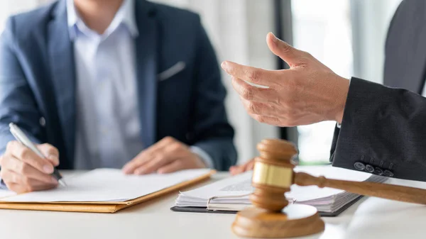 Law Concept Entrepreneur Who Wears Black Suit Trying Ask Lawyer — Stock Photo, Image