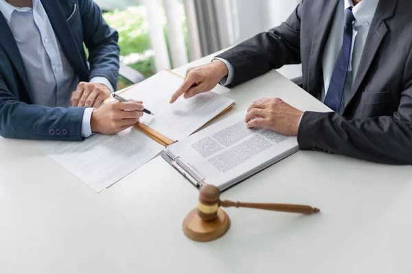 Law Concept Entrepreneur Who Wears Black Suit Trying Ask Lawyer — Stock Photo, Image