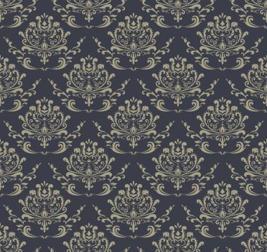 Retro duvar kağıdı, kesintisiz damask deseni.