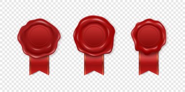 Vektör 3d Gerçekçi Vintage Red Stamp, Wax Seal Seal tecrit edildi. Balmumu, Pul, Kalite Sertifikası, Belge, Mektup, Zarf. İz, Wax Insignia, Tag. Garanti, Gizli İşaret, Etiket
