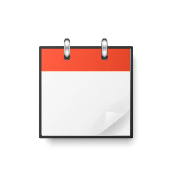 Vector 3d Red Modern Simple Minimistic Realistic Calendar Icon Isolated. 새해, 휴일 이브 컨셉트. 종이 달력의 디자인 템플릿. 광장에서 분리 된 달력 과 주석을 붙인 시에 의종 이 표지 — 스톡 벡터