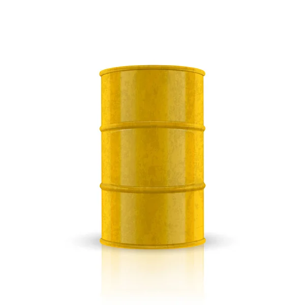 Vector 3d Barrel of Oil. Yellow Steel Simple Glossy Metal Enamel Barrel. Fuel, Gasoline, Oil Barrel Icon Isolated. Design Template for Mockup. Front View — Vettoriale Stock