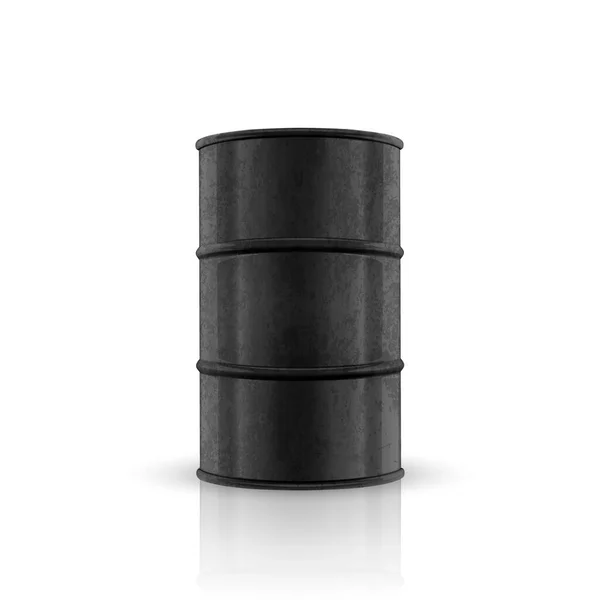 Vektor 3d hordó olaj. Fekete acél egyszerű fényes fém zománc hordó. Üzemanyag, benzin, olajhordó ikon izolálva. Tervezz sablont a Mockup számára. Elülső nézet — Stock Vector
