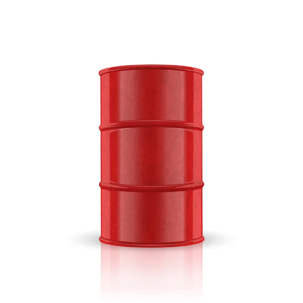 Vector 3d Barrel of Oil. Red Steel Simple Glossy Metal Enamel Barrel. Fuel, Gasoline, Oil Barrel Icon Isolated. Design Template for Mockup. Front View — Vettoriale Stock