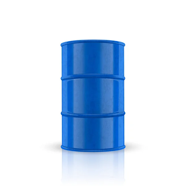 Vector 3d Barrel of Oil. Blue Steel Simple Glossy Metal Enamel Barrel. Fuel, Gasoline, Oil Barrel Icon Isolated. Design Template for Mockup. Front View — Vettoriale Stock