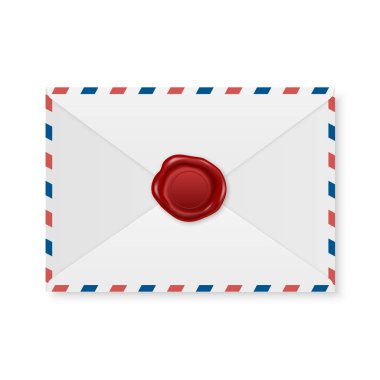 Vektör 3d Gerçekçi Klasik Mektup Damgası, Beyaz Zarfın Balmumu Mührü. Sertifika, Belge. İmza, Insignia, Tag. Garanti, Gizli İşaret, Etiket ve Zarf Kapatma, Üst Görünüm