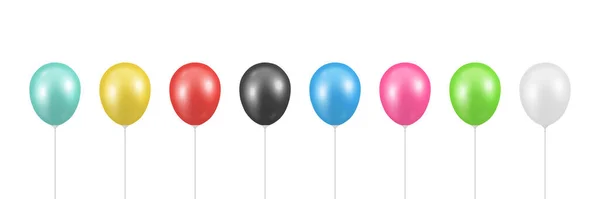 Vecteur 3d réalistes métalliques brillants ballons d'hélium mis Closeup isolé. Des ballons de différentes couleurs. Baloon Illustration. Décorations pour fêtes, Fête d'anniversaire, Carte d'anniversaire, Conception de fête — Image vectorielle