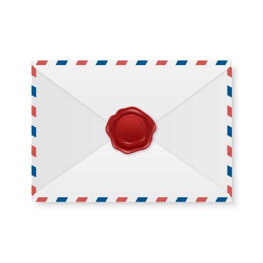 Vektör 3d Gerçekçi Klasik Mektup Damgası, Beyaz Zarfın Balmumu Mührü. Sertifika, Belge. İmza, Insignia, Tag. Garanti, Gizli İşaret, Etiket ve Zarf Kapatma, Üst Görünüm