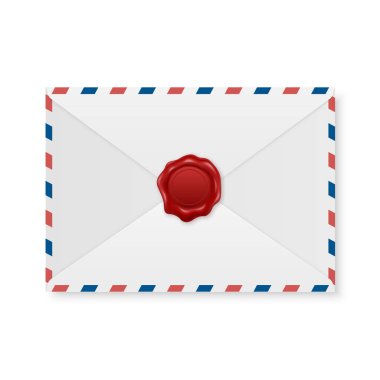 Vektör 3d Gerçekçi Klasik Mektup Damgası, Beyaz Zarfın Balmumu Mührü. Sertifika, Belge. İmza, Insignia, Tag. Garanti, Gizli İşaret, Etiket ve Zarf Kapatma, Üst Görünüm