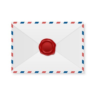 Vektör 3d Gerçekçi Klasik Mektup Damgası, Beyaz Zarfın Balmumu Mührü. Sertifika, Belge. İmza, Insignia, Tag. Garanti, Gizli İşaret, Etiket ve Zarf Kapatma, Üst Görünüm