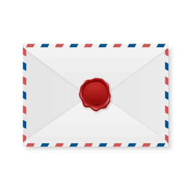 Vektör 3d Gerçekçi Klasik Mektup Damgası, Beyaz Zarfın Balmumu Mührü. Sertifika, Belge. İmza, Insignia, Tag. Garanti, Gizli İşaret, Etiket ve Zarf Kapatma, Üst Görünüm