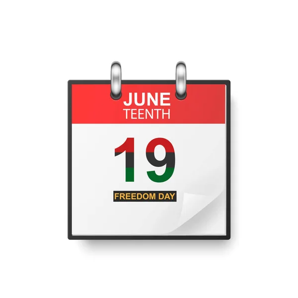 Tiende Juni Juni Vrijheidsdag Vector Realistische Juni Eenvoudige Kalender Gevouwen — Stockvector